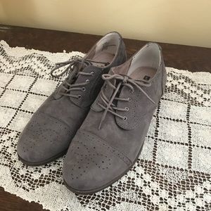 Grey suede lace up shoes